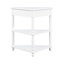 Table de coin blanc laiteux de 86 cm (33,8 po), pieds en bois massif, solution de rangement pratique à 3 niveaux. Table triangulaire avec pattes teintées - Idéale pour les petits espaces, salon, chambre à coucher, salle de bain, couloir, balcon. Style simple.