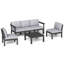 Ensemble de conversation modulaire de patio pour 5 personnes avec coussins, ensemble de conversation de 6 pièces imperméable toutes saisons pour l'extérieur, noir-785953956-781353759