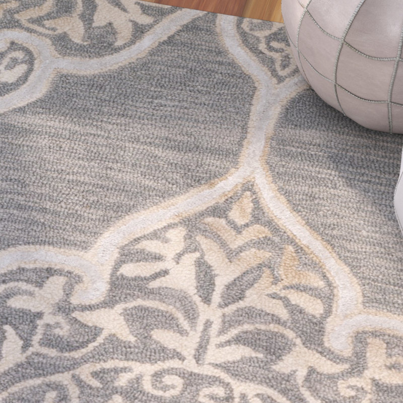 Tapis géométrique en laine / beige touffeté à la main Brennan, Rectangle 6 pi x 9 pi