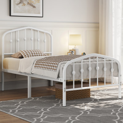 Metal Bed with Arched Headboard and Footboard