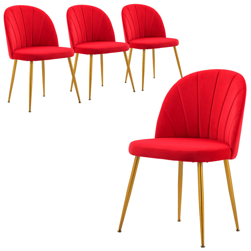 Chaise d'appoint empilable en velours, Rouge
