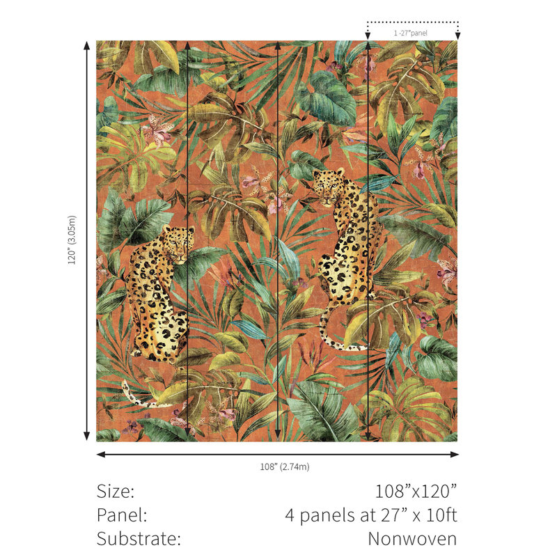 Ariss Floral Wallpaper, Burnt Orange