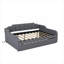 Lit de jour double tapissier plateforme avec couchette réglable et chargement USB, construction en pin massif, gris froid