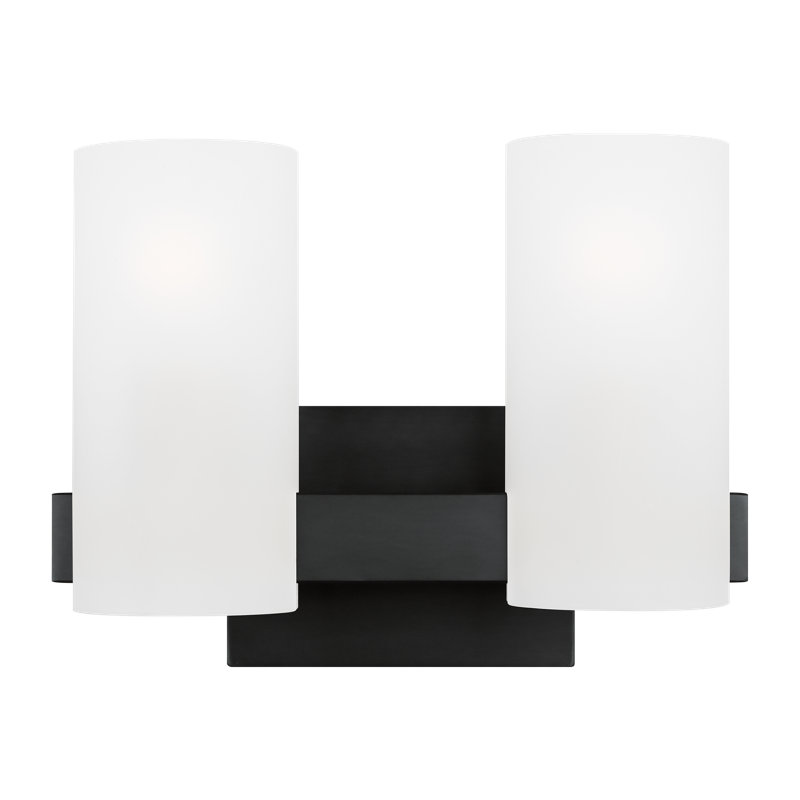 Midnight Black Etched Glass 2-Light Cylinder Vanity Light