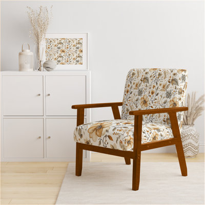 Chaise d'appoint Country Farmhouse - Fauteuil brun à motif cachemire neutre Bloom