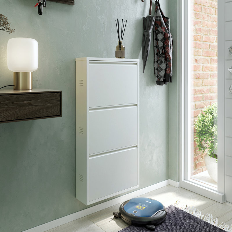 6 Pair Shoe Storage Cabinet, White