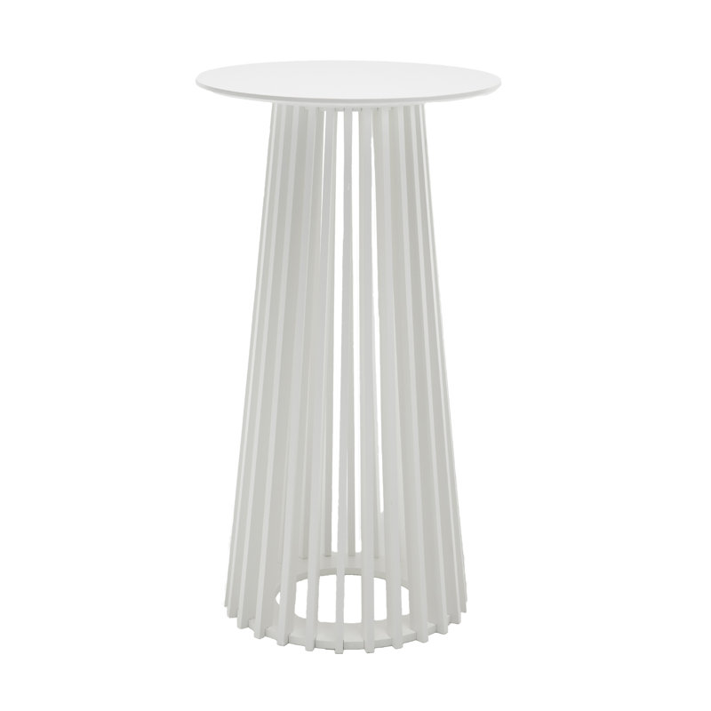 43.5’’ H Modern Round Bar Table, Solid Wood Base Bar Table For Dining Room, Blanc