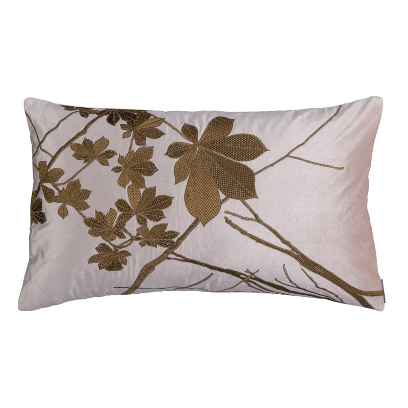 Leaf Lumbar Pillow Cover & Insert, Blush/Antique Gold