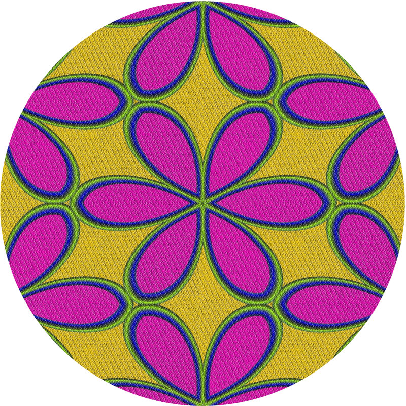 Tapis rose/jaune tissé à la machine, Rond 3 pi