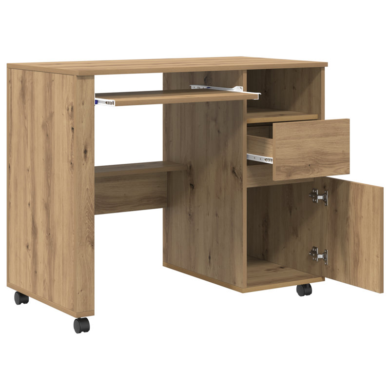 Computer Desk Engineered Wood Compact Drawers, Artisan Oak