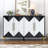Unique Four-Door Cabinet With Two-Tone Triangular Pattern Doors, Entryway Cabinet-108813487