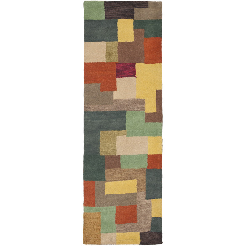 Amier Hand Tufted Wool Geometric Rug, Runner 2'6" x 12'