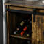 Armoire à vin de style industriel en brun - capacité 6, buffet avec porte de grange coulissante pour rangement de bureau à domicile, plateau spacieux et ustensiles