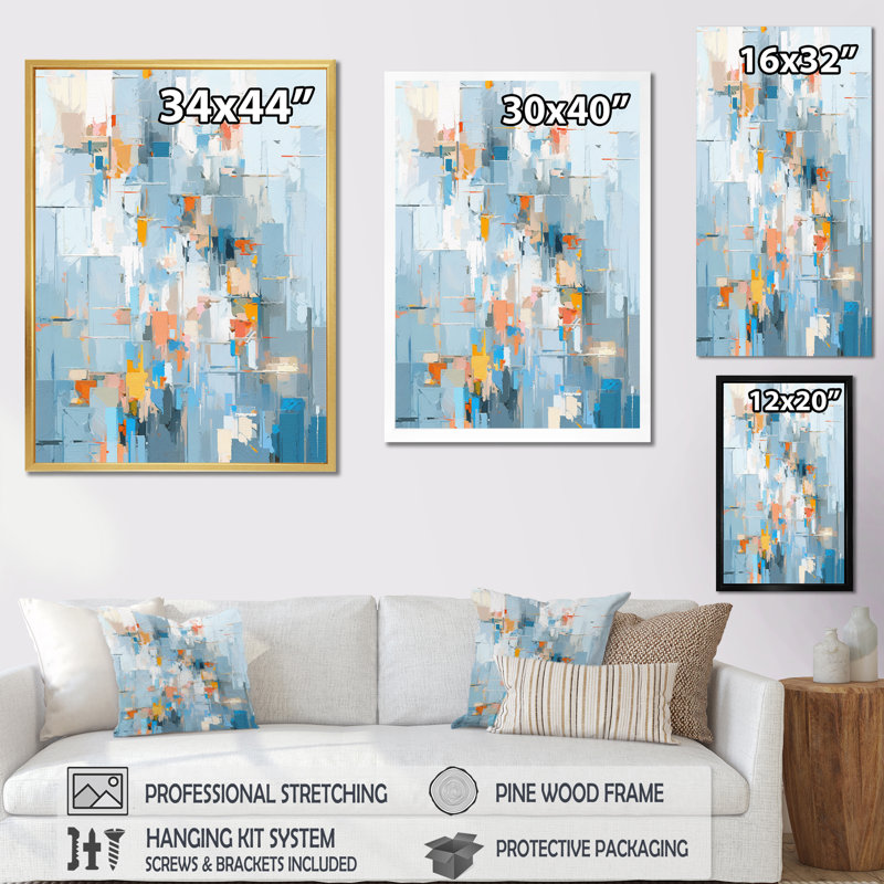 «Gray Orange Interlocking Perspectives IV», reproduction sur toile, Cadre flottant doré, H 40 po x l 30 po x P 1,5 po