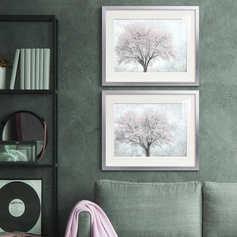 Reproduction de photo sur toile, Papier avec cadre argenté, Blanc mat