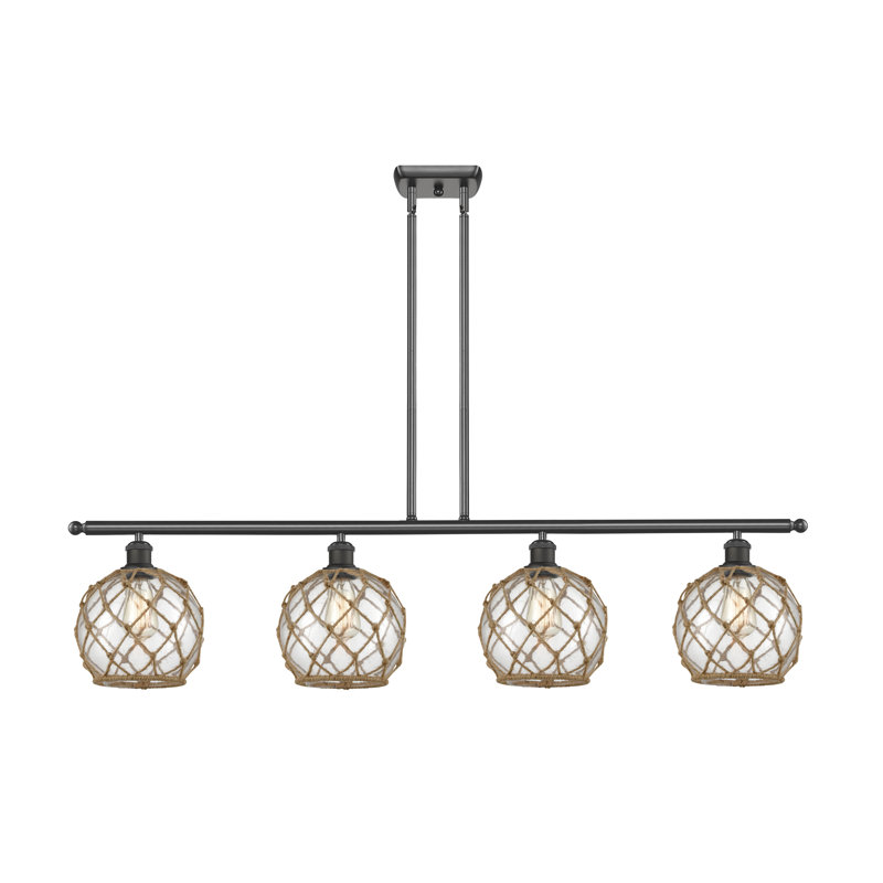 Luminaire suspendu linéaire à 4 lumières pour îlot de cuisine Hillhouse, Ampoule DEL 6 watts Vinage, Bronze huilé