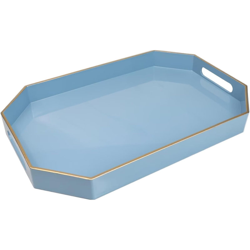 Plateau de service en plastique bleu octogone