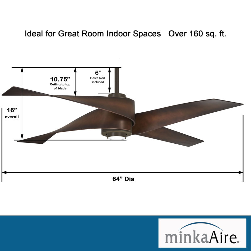 64" Artemis 4 Blade LED Standard Ceiling Fan with Light Kit Included, Oil Rubbed Bronze with Oil Rubbed Bronze Blades