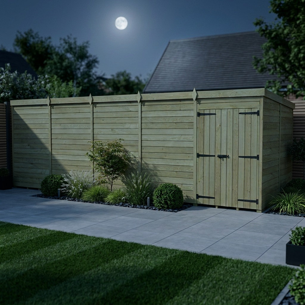 Total Sheds 20ft x 7ft Pent Garden Shed - Double Door - No Windows - Pressure Treated Timber - UK Manufactured