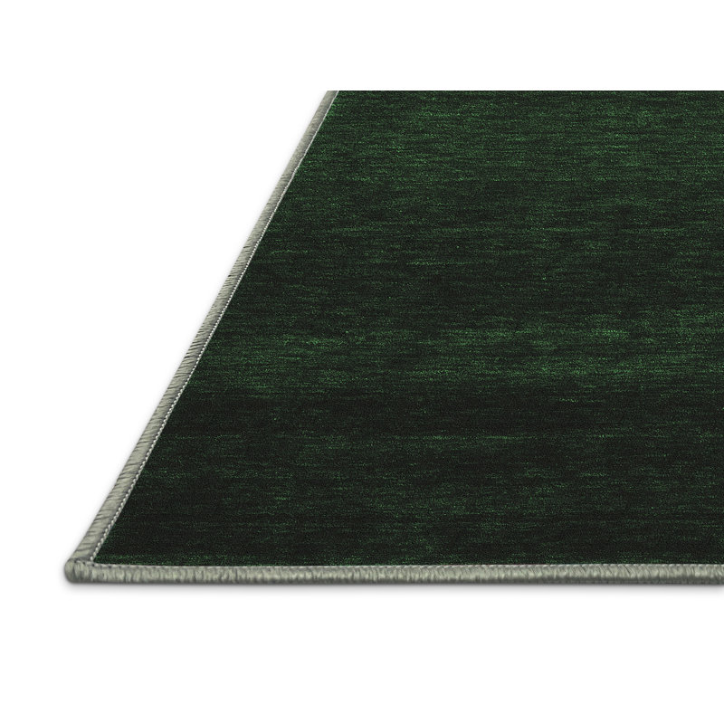 Tapis contemporains vert émeraude lavable à la machine 1780, Rectangle 2 pi x 3 pi