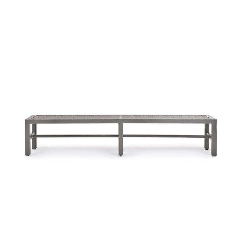 Powder Coated Aluminum Outdoor Bench, Weathered Teak