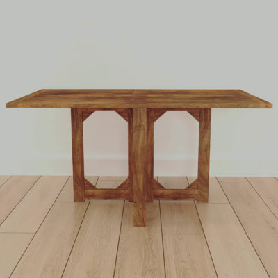 Modern Farmhouse Rectangular Dining Table 62" Handcrafted Natural Mango Wood With Magnetic Catchers