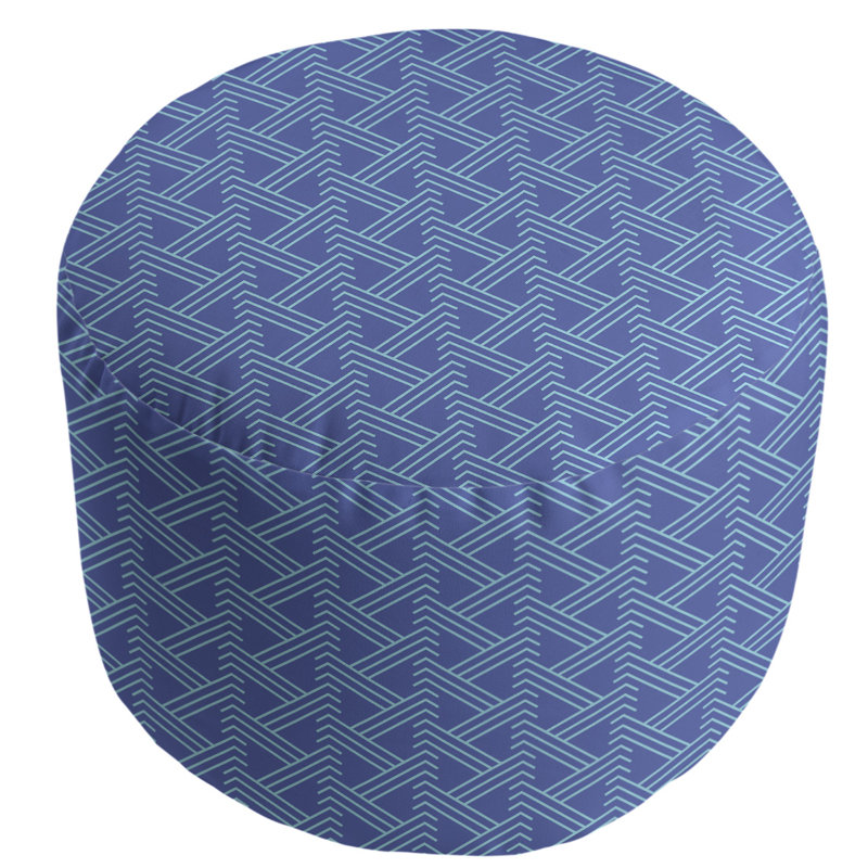 Upholstered Pouf, Blue/Teal