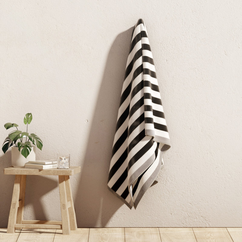 Serviettes de plage surdimensionnées 100% coton, 1, Noir/gris