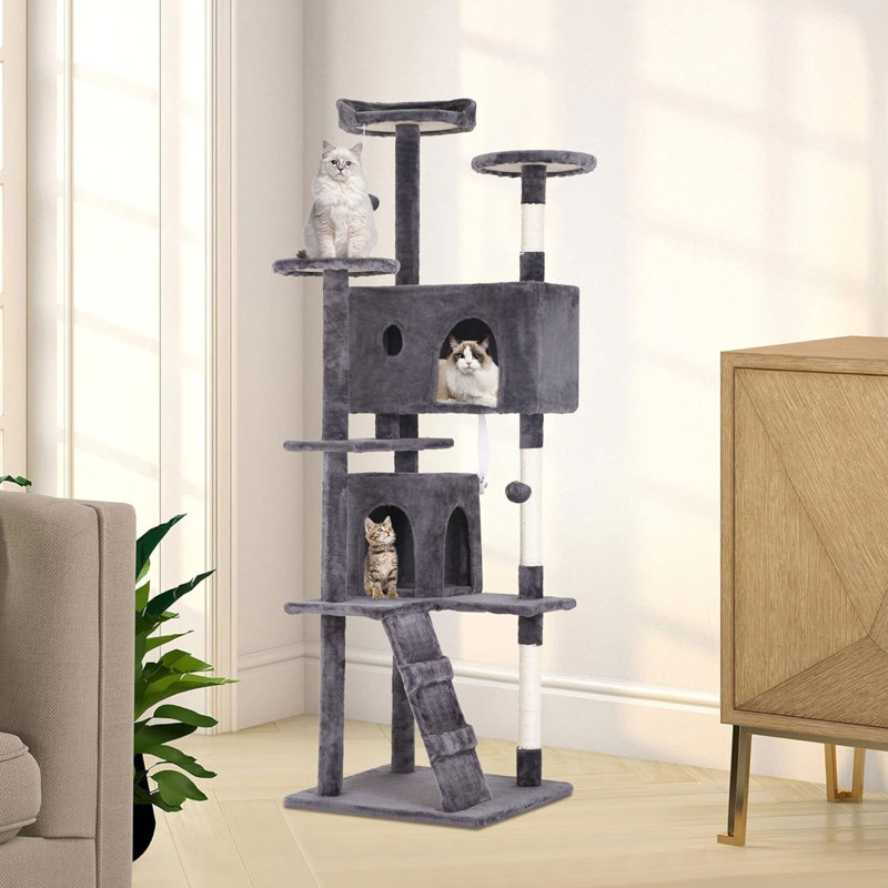 Tour pour arbre à chat Derrell, Gris clair, H 70 po x l 22 po x P 22 po