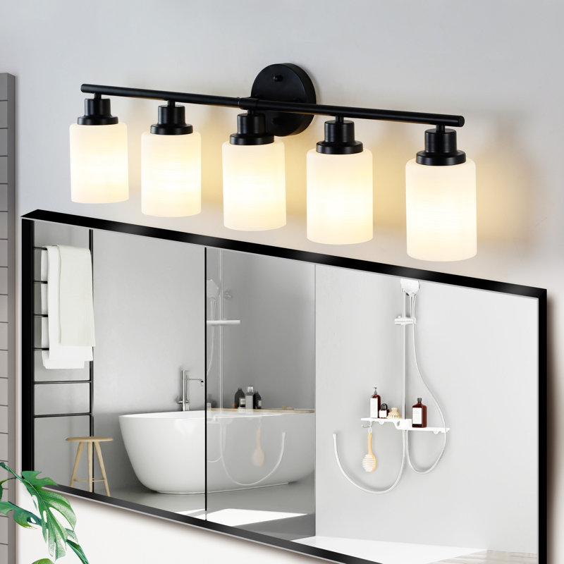 31" Modern 5-Light Vanity Wall Sconce, Black