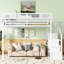 Grand lit mezzanine grand avec escalier, tablettes de rangement et garde-robe, métal blanc, conception stable, capacité de 400 lb, espace polyvalent encastré de 54,3 po sous la pièce-2013594079-2013594074