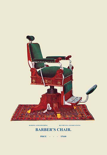 Chaise de barber hydraulique, impression, H 36 po x l 24 po x P 1,5 po