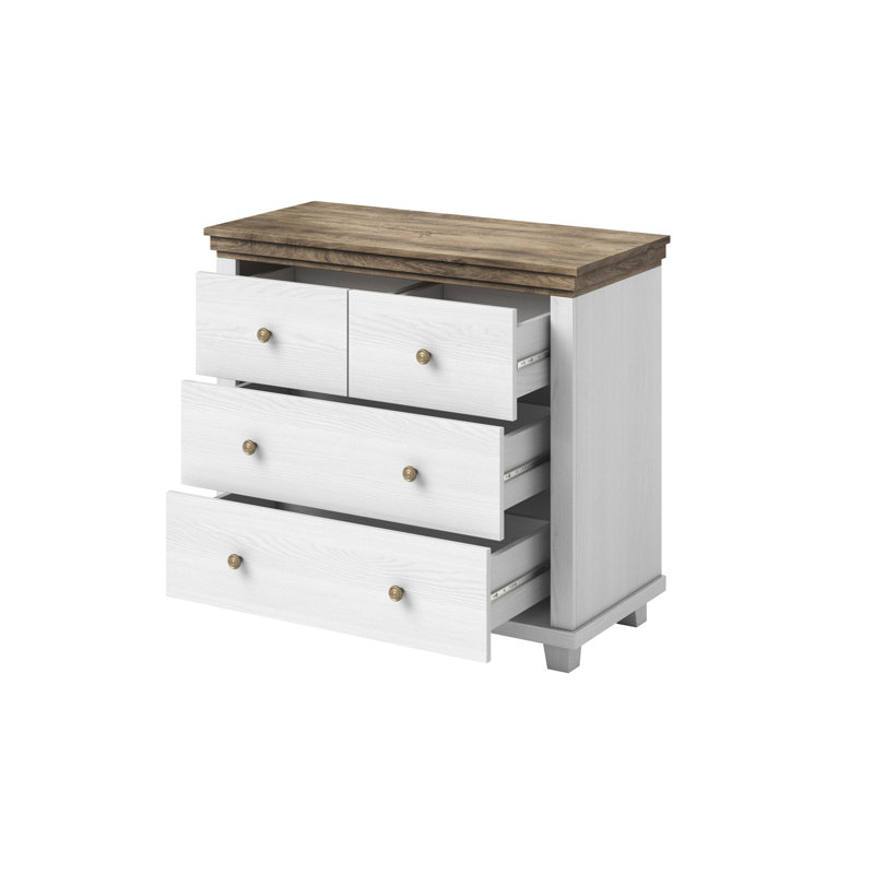 Sandidge 6 Drawer Highboard, Abisko Ash/Lefkas Oak, 81cm H x 90cm W x 42cm D