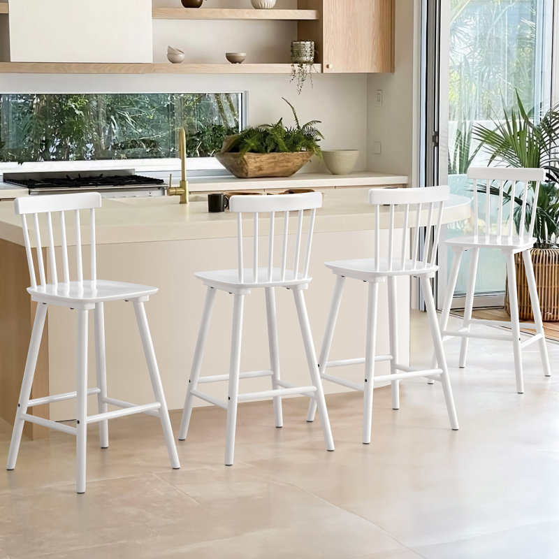 Tabouret Baggett, 4, Blanc, Tabouret de comptoir (siège d'une hauteur de 26 p