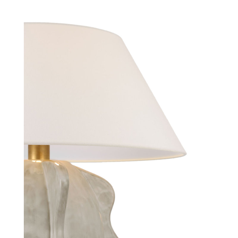 Delmar 22" Table Lamp with Linen Shade, Antiqued White