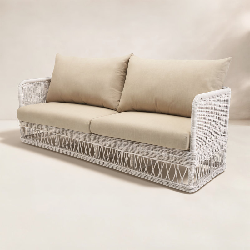 Canapé d'extérieur Destin Pebble - toile beige, Toile beige, Blanc