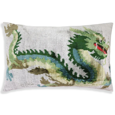 Luxury Dragon Silk Velvet Pillow 16X24 – Handmade Artisan Lumbar Cushion