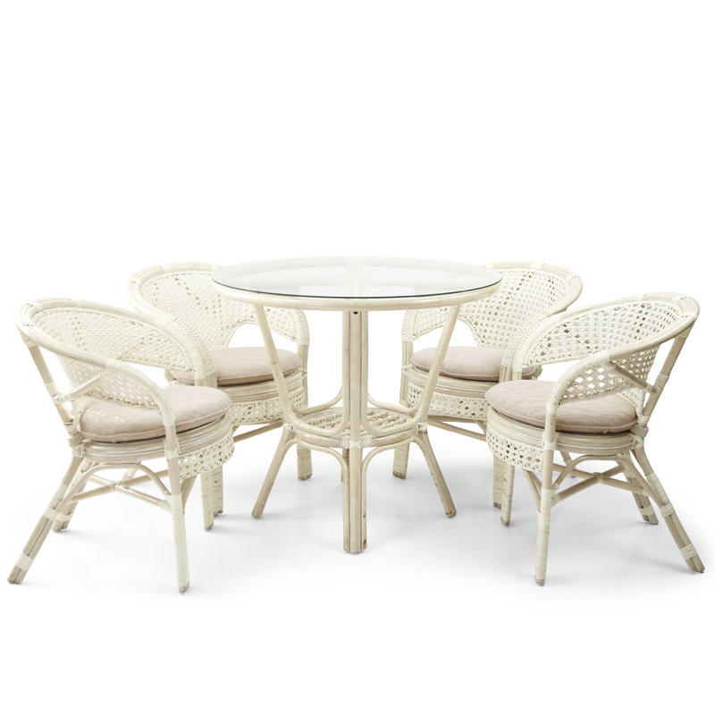 Dannalyn 4 - Person Glass Top Four Leg Dining Set, White