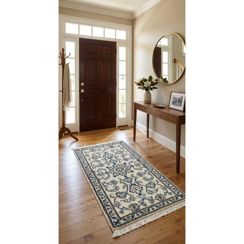 Tapis crème en laine noué à la main de conception unique 2000 pi 2 pi 4 po x 4 pi 6 po Berkeley