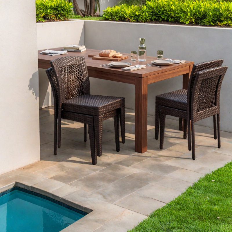 Ensemble de 4 chaises de patio empilables en rotin d'acier