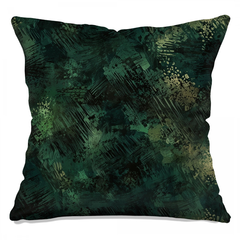 Coussins décoratifs vert foncé à texture abstraite, 14 x 14 inches