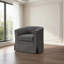 Chaise d'appoint pivotante en tonneau gris ardoise, siège d'appoint de salon compact, tissu tissé 28 po-1828725997