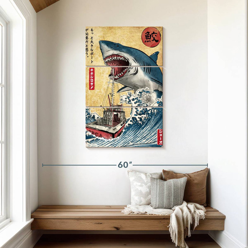 Brampt Hunting The Shark In Japan, 45" H x 28" W
