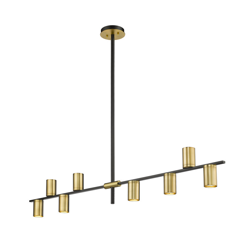 Lustre cylindrique spoutnik à 8 lumières Jamari, Laiton vieilli
