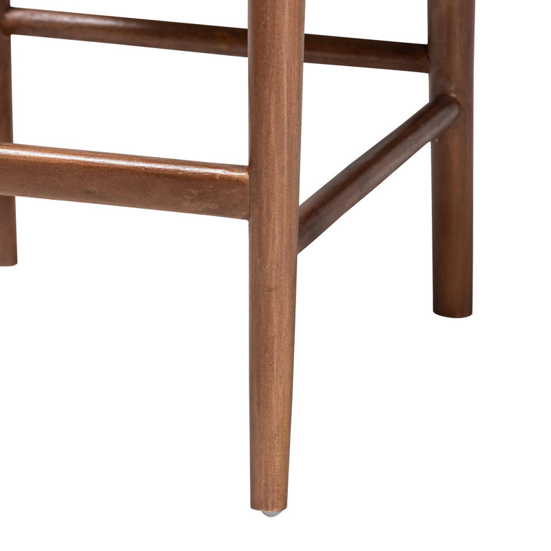 Maryland Natural Rattan and Acacia Wood Bohemian Counter Stool