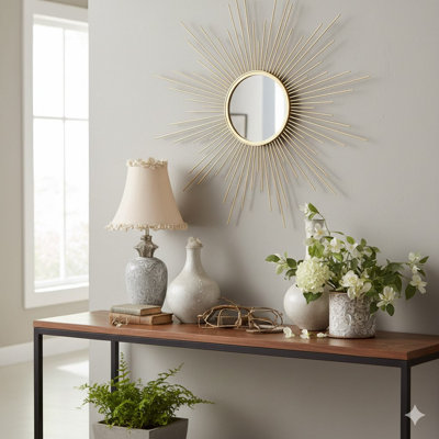 60cm Gold Starburst Wire Wall Mirror