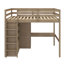 Lit mezzanine double en bois avec garde-robe intégrée, bureau, tablettes de rangement et tiroirs-575502531