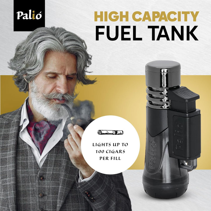 Palió Siena Single Jet-Flame Cigar Lighter, Black
