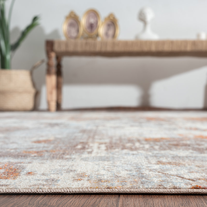 B Abstract Area Rug in Ivory, Rectangle 2' x 3'