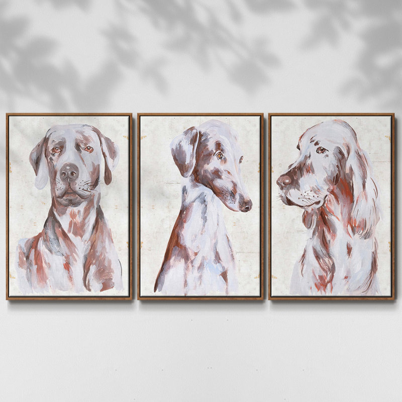 Chien assis I 3 pièces, Noyer, H 27 po x l 54 po